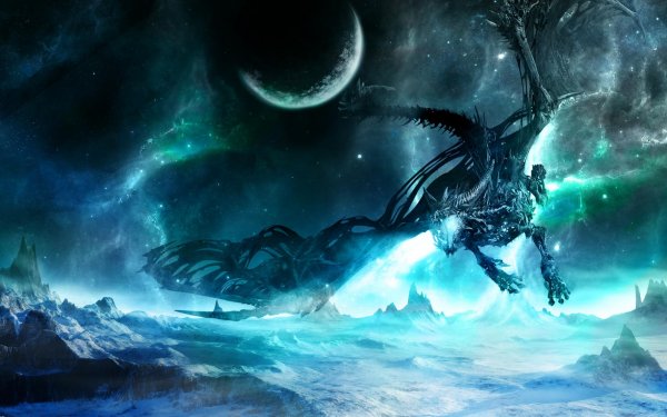 Video Game World Of Warcraft: Wrath Of The Lich King Warcraft Fantasy Dragon Moon Mountain Sindragosa HD Wallpaper | Background Image
