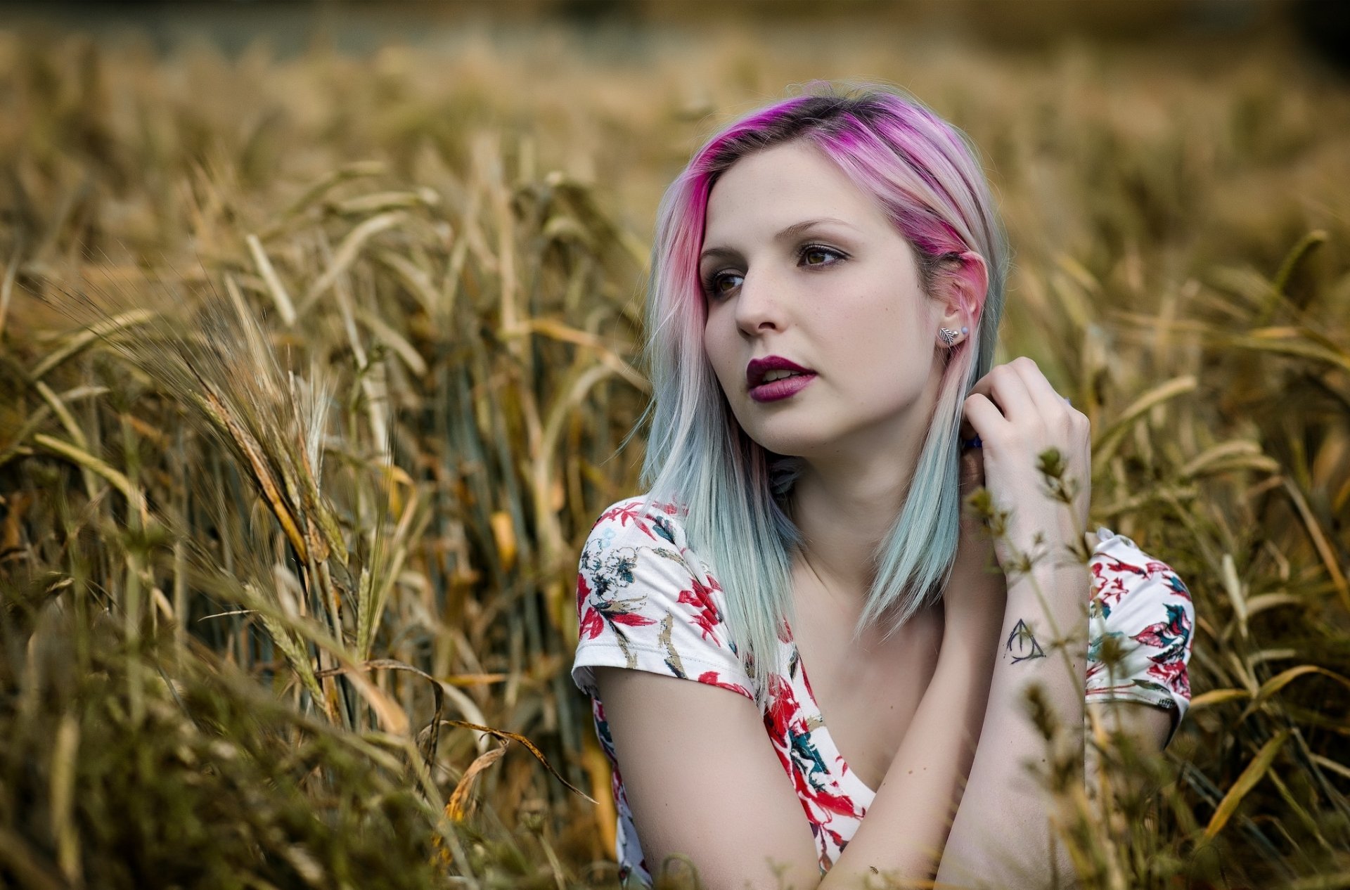 Download Brown Eyes Wheat Lipstick Woman Model HD Wallpaper by Javier Garrido