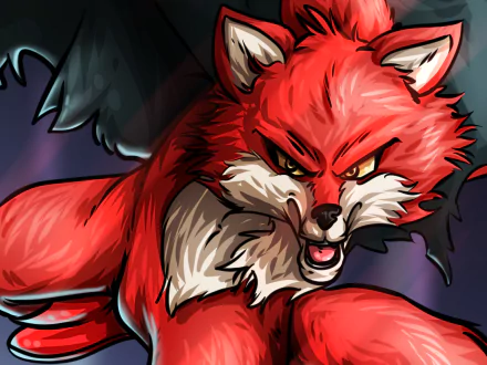 HD Dragon Ball Super wallpaper featuring Basil, the fierce red fox character from the anime, captured in dynamic action with detailed fur and intense expression.