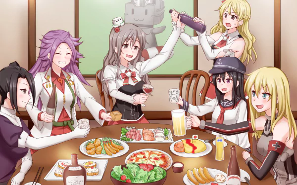 Rensouhou-chan Zara (Kancolle) Pola (Kancolle) Nachi (Kancolle) Jun'you (Kancolle) Bismarck (Kancolle) Akatsuki (KanColle) Anime Kantai Collection HD Desktop Wallpaper | Background Image