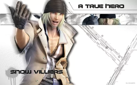 A dynamic HD wallpaper featuring Snow Villiers from Final Fantasy XIII, showcasing his heroic demeanor and stylish appearance against a sleek, modern background.