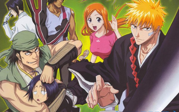 Anime Bleach Ichigo Kurosaki Orihime Inoue Uryu Ishida Yasutora Sado Hanataro Yamada HD Wallpaper | Background Image
