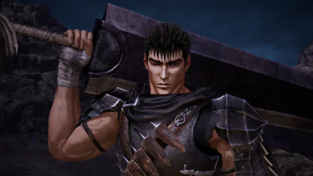4K Ultra HD PC desktop wallpaper featuring Guts from the Berserk video game, showcasing the Band of the Hawk in a dark, intense setting.