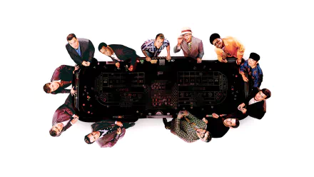 Scott Caan Carl Reiner Shaobo Qin Elliott Gould Matt Damon Bernie Mac Don Cheadle Casey Affleck Brad Pitt George Clooney movie Ocean's Thirteen HD Desktop Wallpaper | Background Image