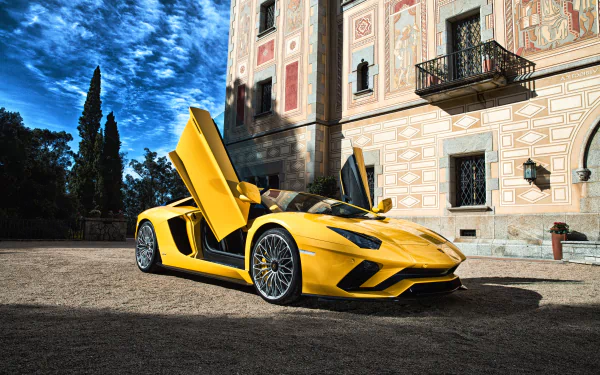 supercar car yellow car Lamborghini vehicle Lamborghini Aventador S HD Desktop Wallpaper | Background Image