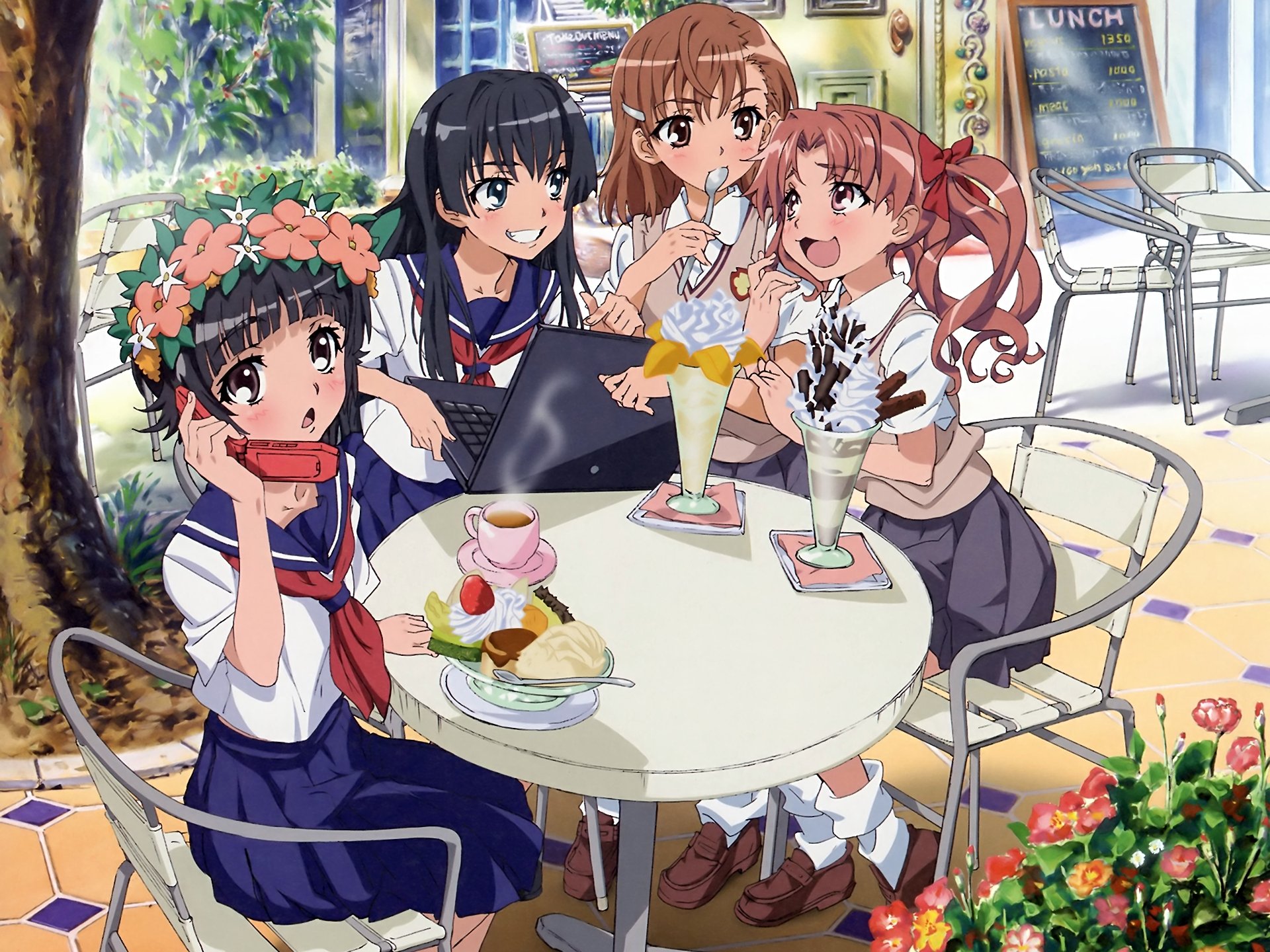 Download Kazari Uiharu Kuroko Shirai Ruiko Saten Mikoto Misaka Anime A Certain Scientific Railgun HD Wallpaper