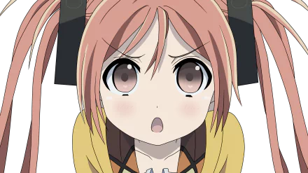 HD desktop wallpaper featuring Enju Aihara from the anime Black Bullet, displaying her expressive, wide-eyed look with a backdrop of vivid colors.