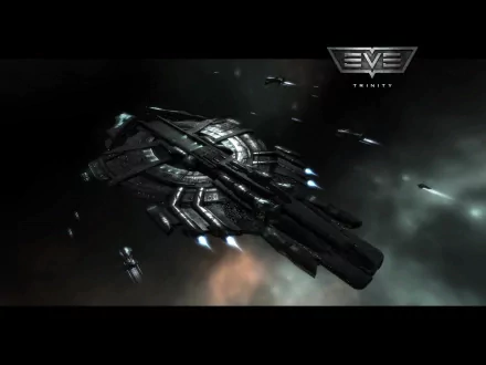 HD PC desktop wallpaper featuring a detailed spaceship from the video game EVE Online set against a dark, space-themed background.