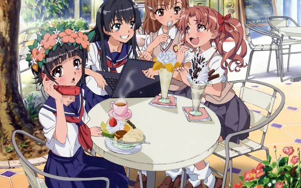 Kazari Uiharu Kuroko Shirai Ruiko Saten Mikoto Misaka Anime A Certain Scientific Railgun HD Desktop Wallpaper | Background Image