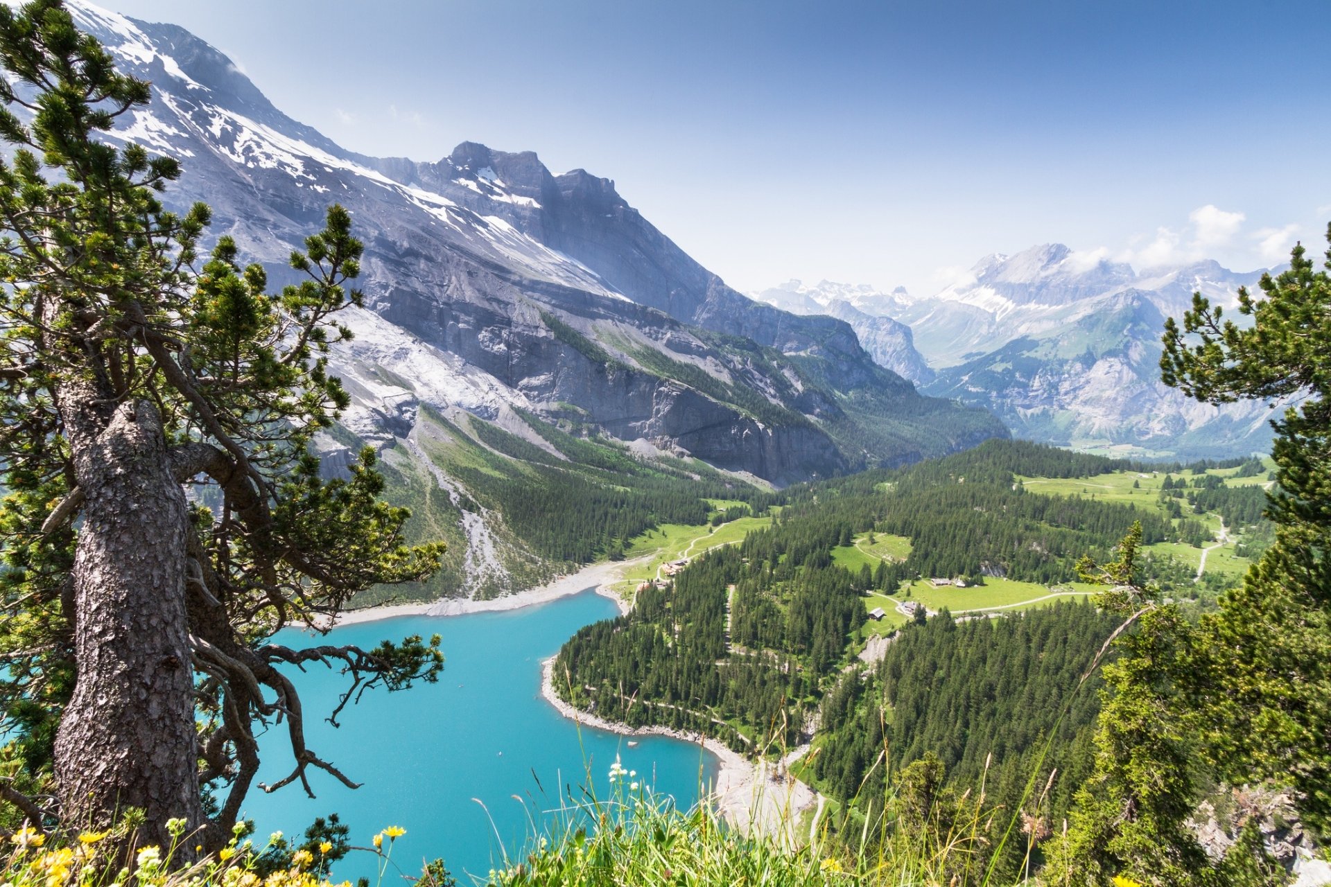 Download Valley Mountain Lake Nature Landscape HD Wallpaper