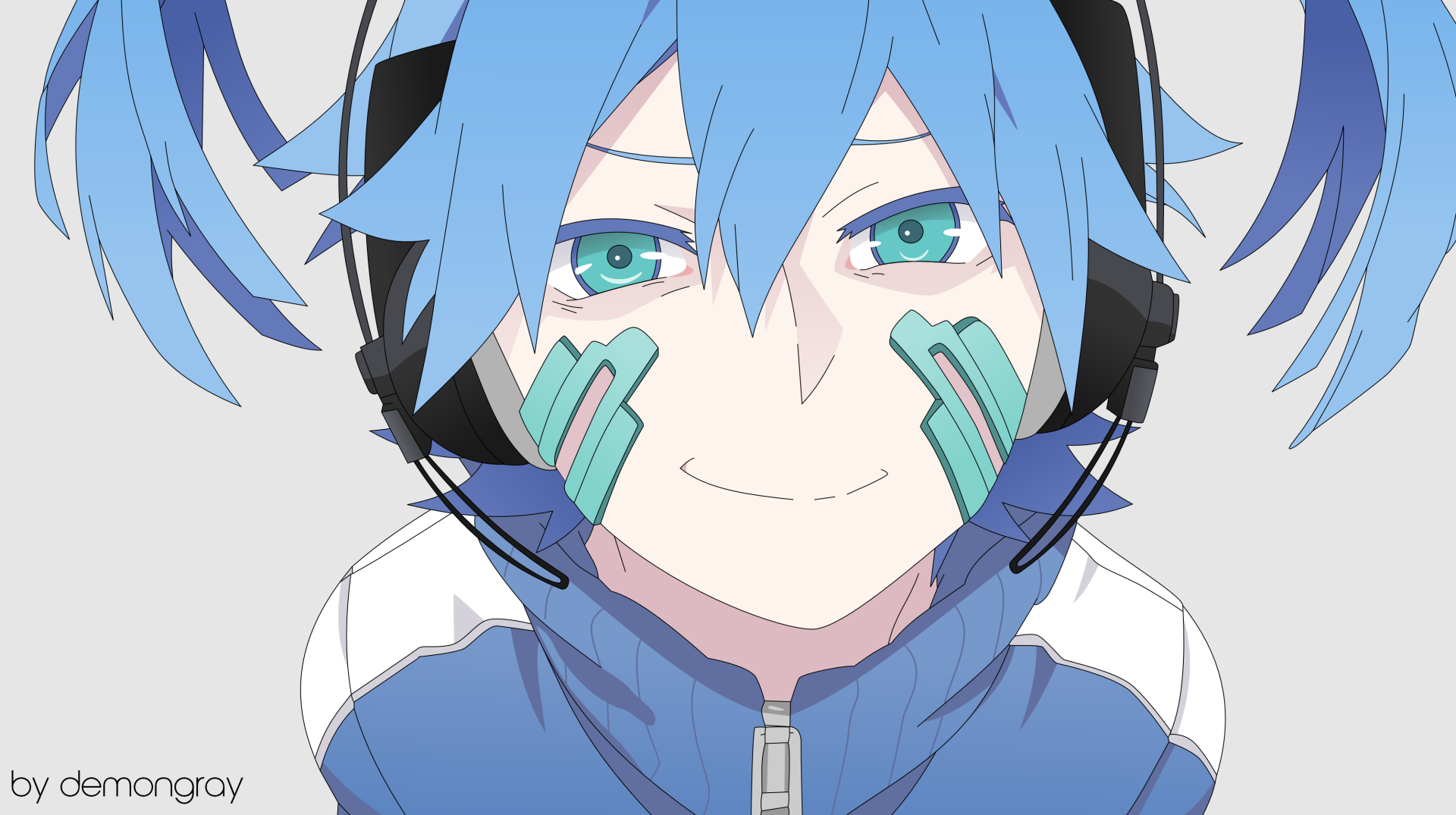 Takane 'Ene' Enomoto from Kagerou Project in a vibrant 4K Ultra HD anime wallpaper, featuring her bright blue hair and signature headset on a clean background.