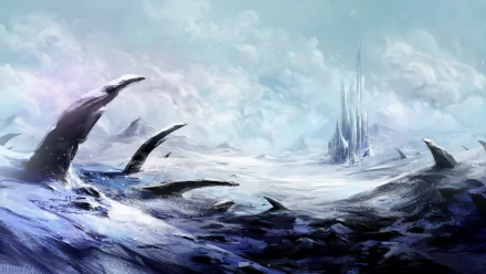 cloud building wasteland snow fantasy landscape fantasy landscape HD Desktop Wallpaper | Background Image
