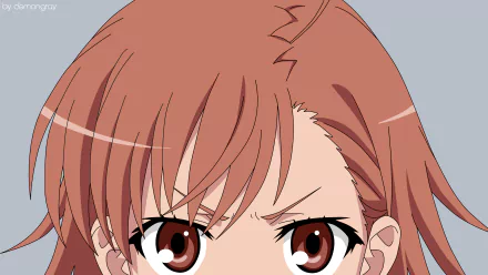 Close-up HD anime wallpaper of a character with reddish-brown hair and intense eyes from Last Order, A Certain Magical Index series, designed for PC desktop background.