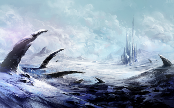 Fantasy Landscape Snow Wasteland Building Cloud HD Wallpaper | Background Image