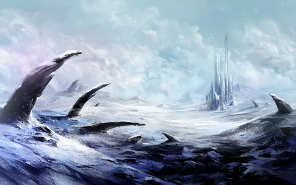 cloud building wasteland snow fantasy landscape fantasy landscape HD Desktop Wallpaper | Background Image