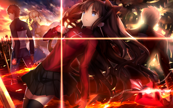 Anime Fate/Stay Night: Unlimited Blade Works Fate Series Rin Tohsaka Saber Archer Shirou Emiya HD Wallpaper | Hintergrund