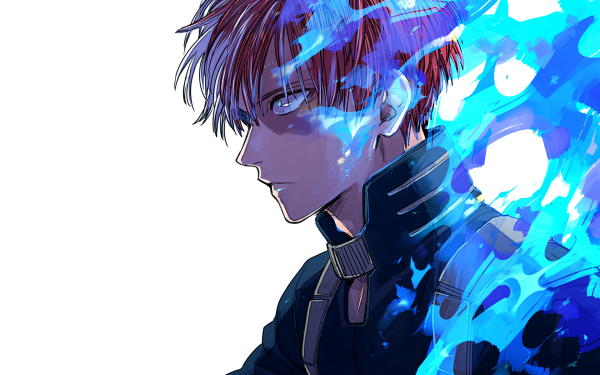 Anime My Hero Academia Shoto Todoroki Two-Toned Hair Red Hair Blue Eyes Flame White Hair HD Wallpaper | Background Image