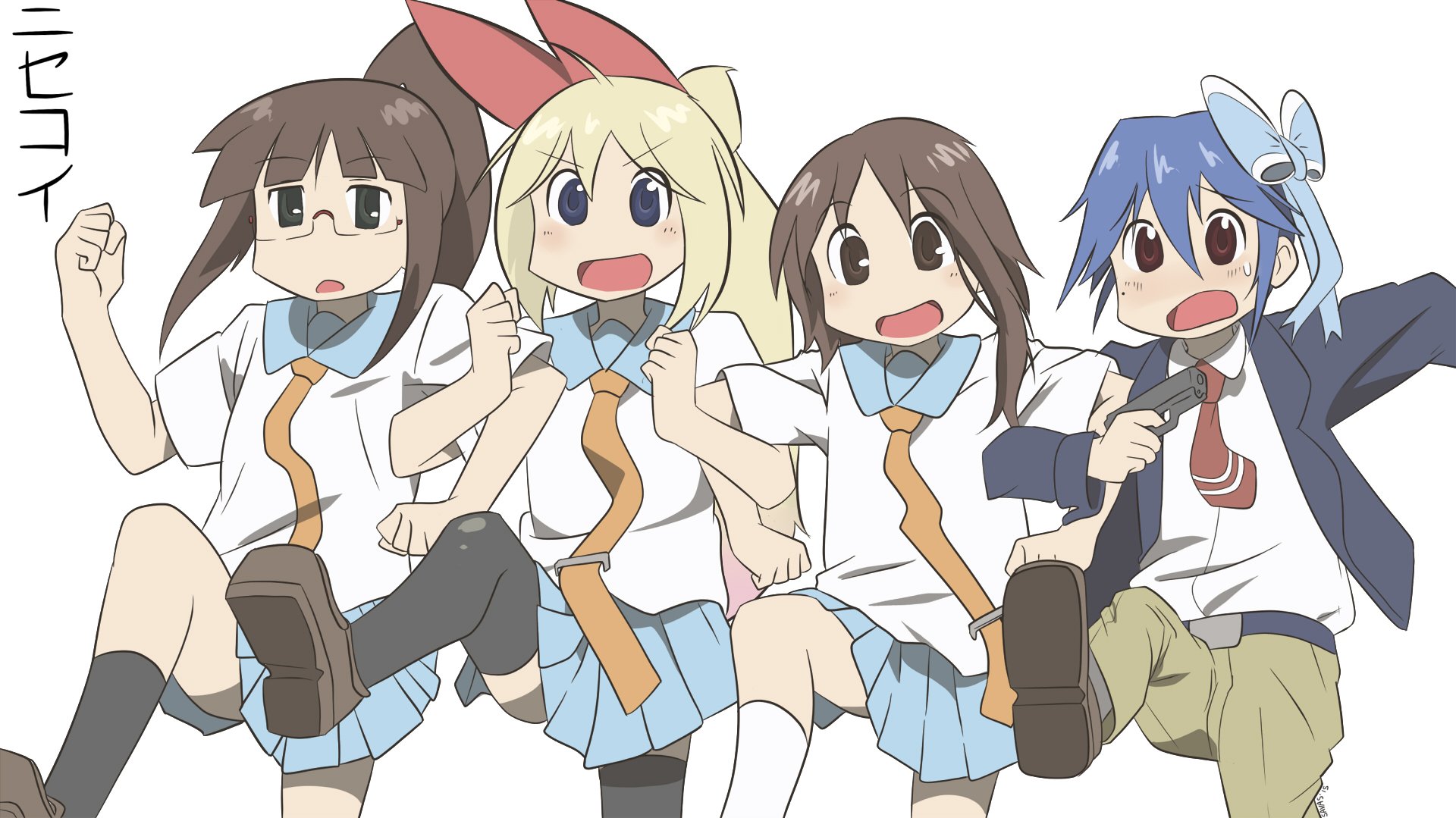 Download Skirt School Uniform Short Hair Brown Eyes Brown Hair Nichijō Ruri Miyamoto Seishirou Tsugumi Kosaki Onodera Chitoge Kirisaki Anime Nisekoi Wallpaper