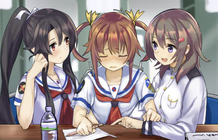 Haifuri Mashiro Munetani Akeno Misaki Moeka China Anime High School Fleet HD Desktop Wallpaper | Background Image