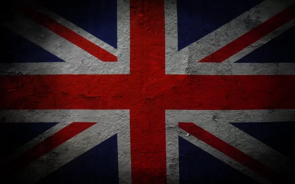 HD desktop wallpaper featuring the Union Jack, showcasing its distinctive red, white, and blue colors against a textured, dark backdrop.