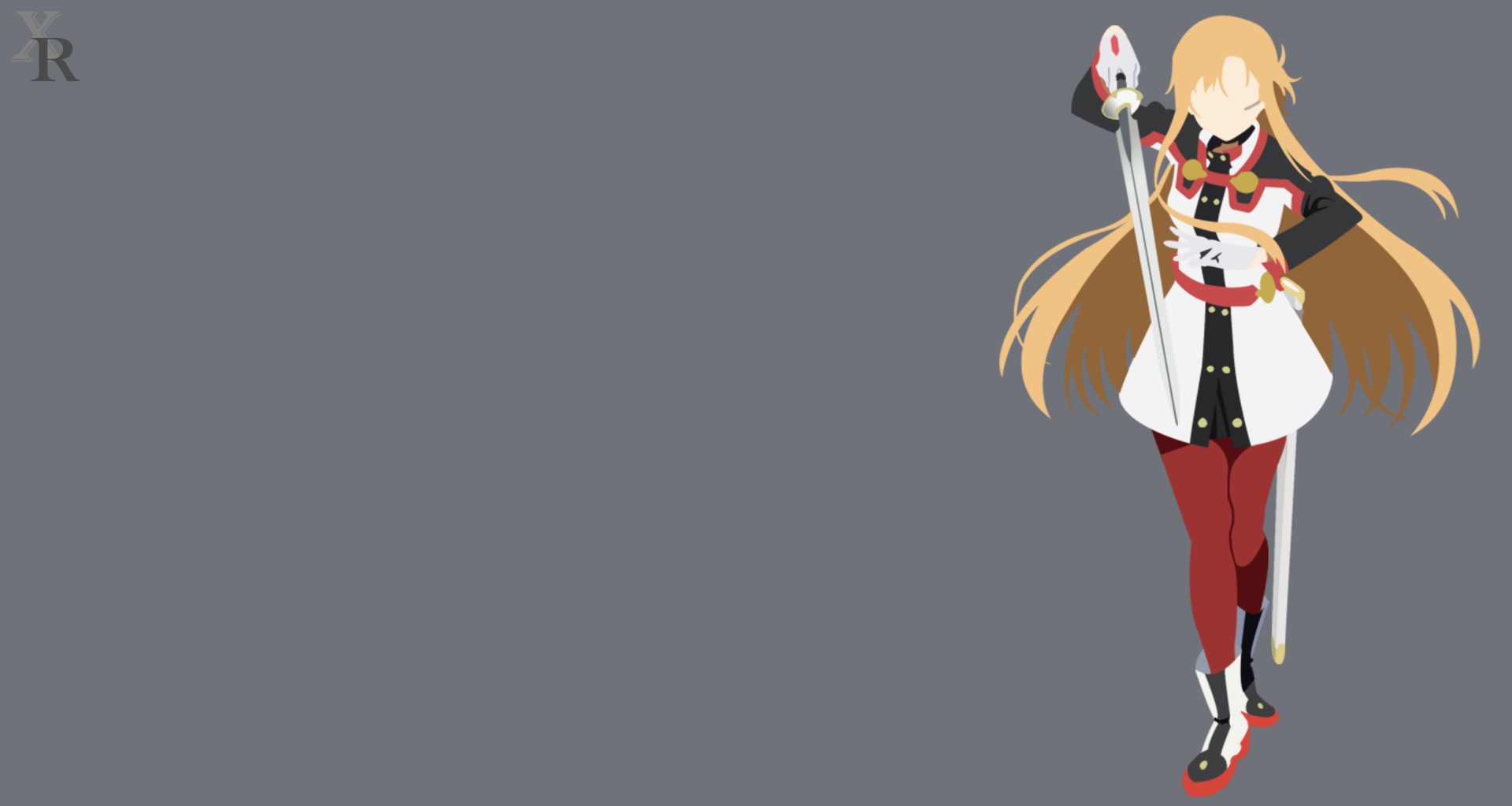 Asuna Yuuki from Sword Art Online Movie: Ordinal Scale stands at right on a gray backdrop — anime 4K Ultra HD PC desktop wallpaper background.