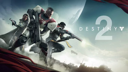 HD desktop wallpaper featuring characters from the video game Destiny 2, showcasing three armed figures in futuristic armor standing ready for battle with a planet in the background.