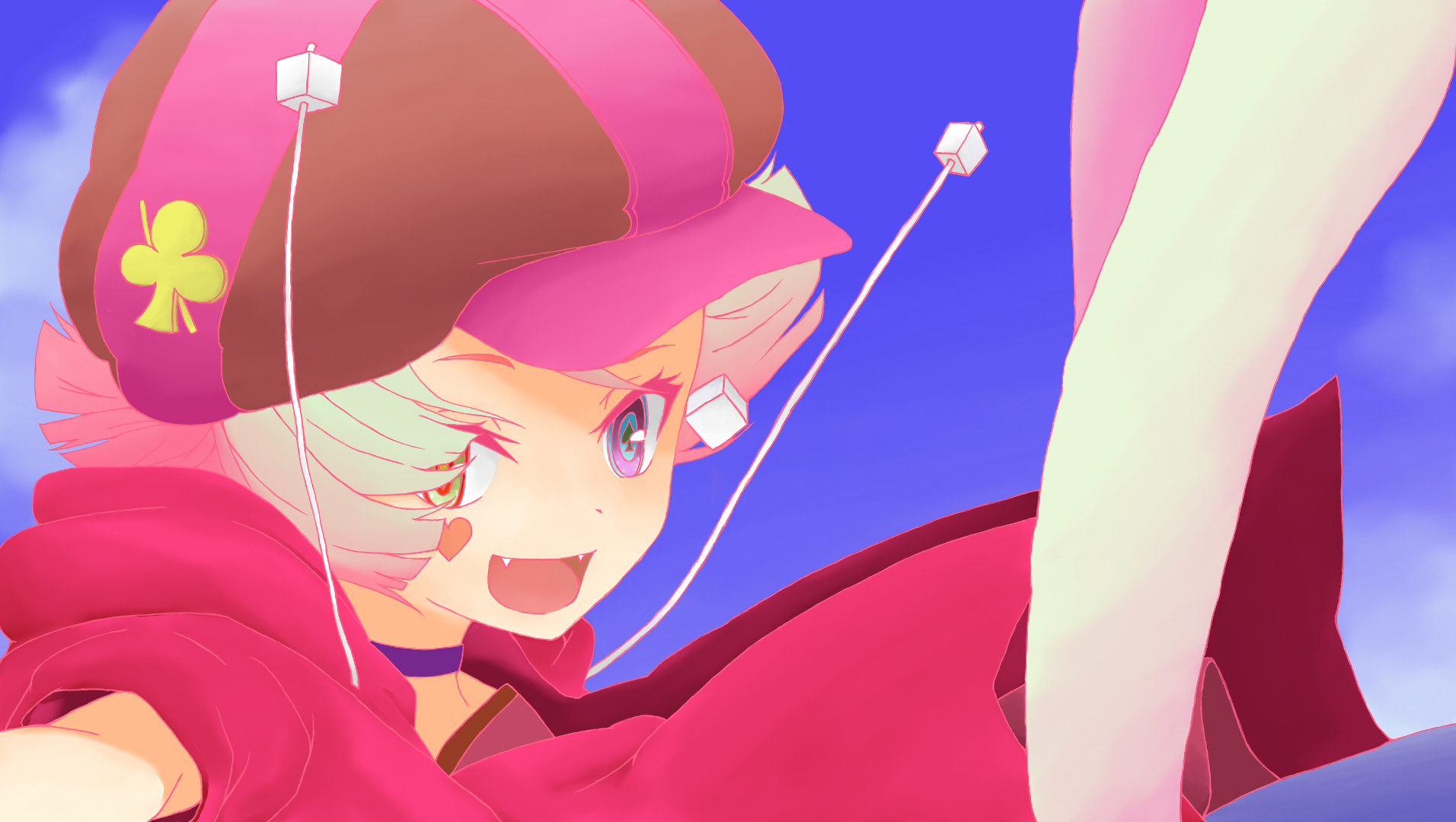 HD anime desktop wallpaper featuring Tet from No Game No Life in vibrant colors and dynamic pose against a blue background.