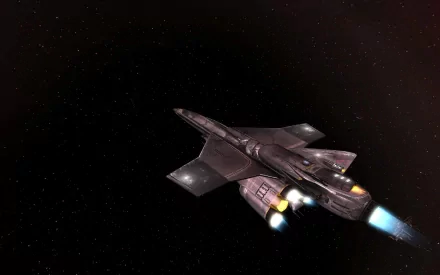 HD sci-fi spaceship soaring through the vast darkness of space, captured in stunning detail for a PC desktop wallpaper and background.