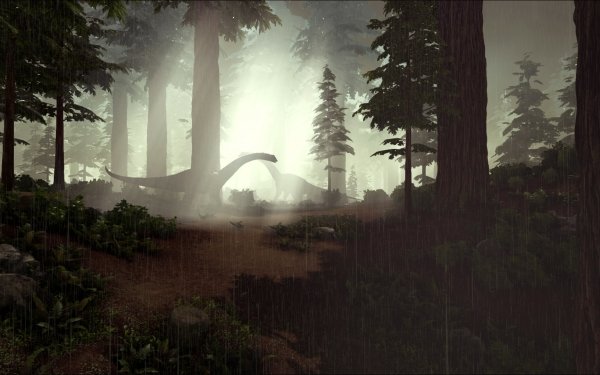 Video Game ARK: Survival Evolved Argentinosaurus Dinosaur Forest Rain HD Wallpaper | Background Image