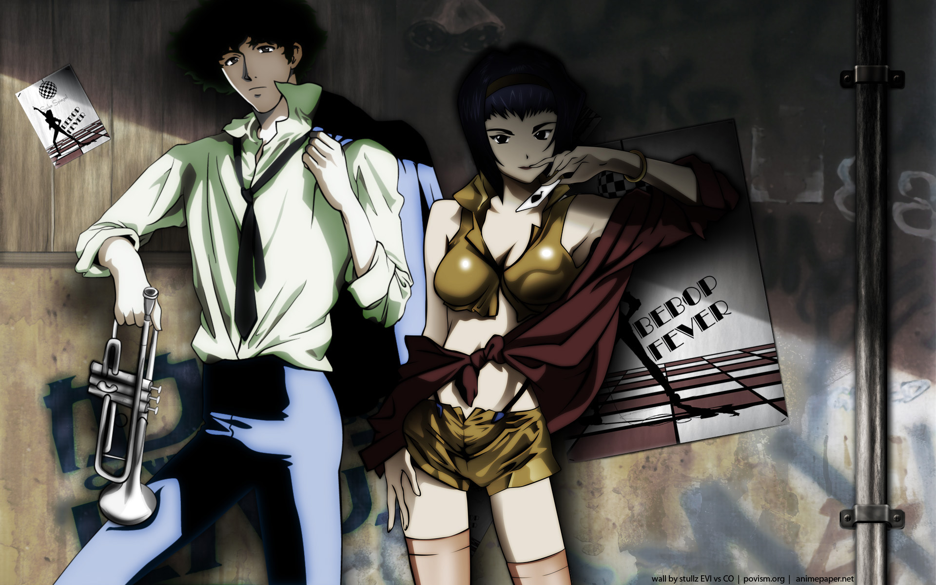 Spike Spiegel and Faye Valentine, characters from a popular anime series.