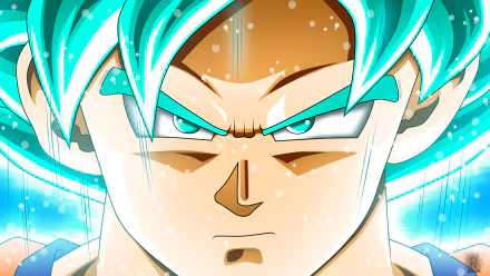 Close-up of a fierce Dragon Ball Super character with glowing blue hair, rendered in vibrant 4K Ultra HD quality for PC desktop wallpaper and background use.