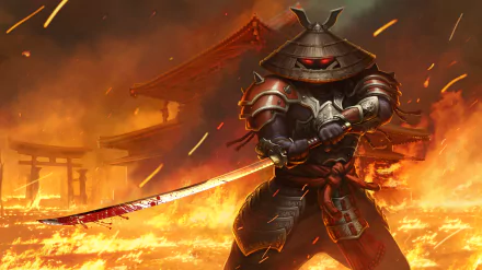 warrior samurai fire katana sword video game Juggernaut Wars HD Desktop Wallpaper | Background Image
