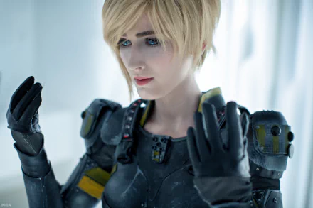 short hair blue eyes blonde Wreck-It Ralph Sergeant Calhoun woman cosplay HD Desktop Wallpaper | Background Image