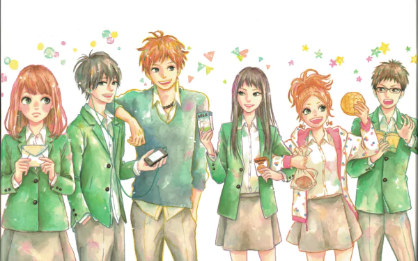 Takako Chino Saku Hagita Naho Takamiya Kakeru Naruse Hiroto Suwa Azusa Murasaka Anime orange (Color) Orange Anime HD Desktop Wallpaper | Background Image