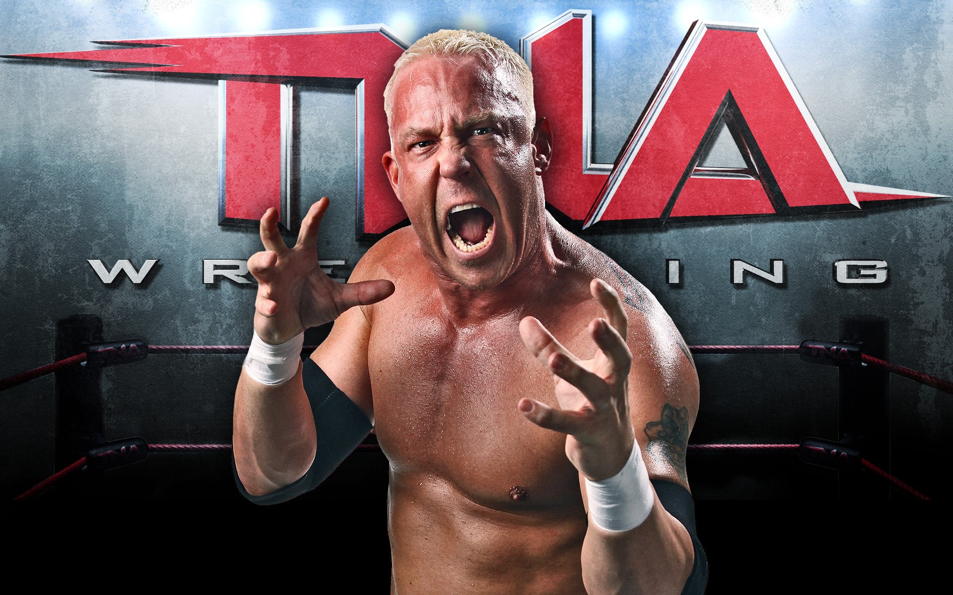 HD desktop wallpaper featuring Mr. Anderson in an intense pose for TNA Wrestling, capturing the energy of the sports entertainment scene.