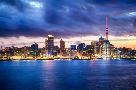 skyscraper building night city cloud light New Zealand man made Auckland HD Desktop Wallpaper | Background Image