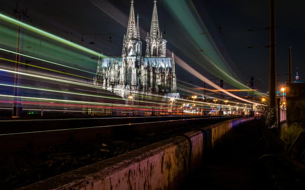 architecture Germany time lapse night cathedral Cologne religious Cologne Cathedral HD Desktop Wallpaper | Background Image