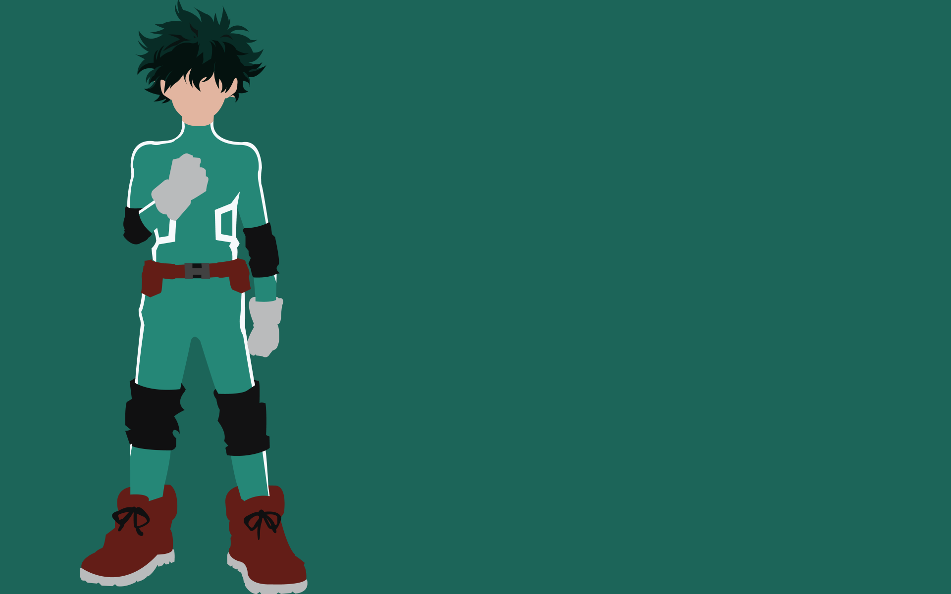 Izuku Midoriya from My Hero Academia in a green hero costume, featured in an 8K Ultra HD anime desktop wallpaper with a solid green background.