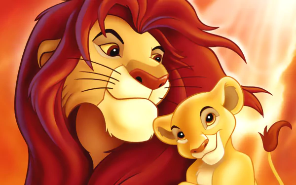 HD PC desktop wallpaper featuring Simba and Kiara from the movie The Lion King 2: Simba's Pride with warm, glowing colors.