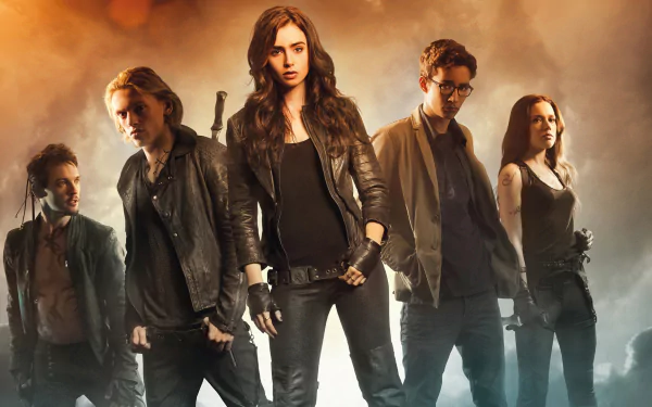 Jemima West Lily Collins Robert Sheehan Jamie Campbell Bower Jonathan Rhys Meyers movie The Mortal Instruments: City of Bones HD Desktop Wallpaper | Background Image