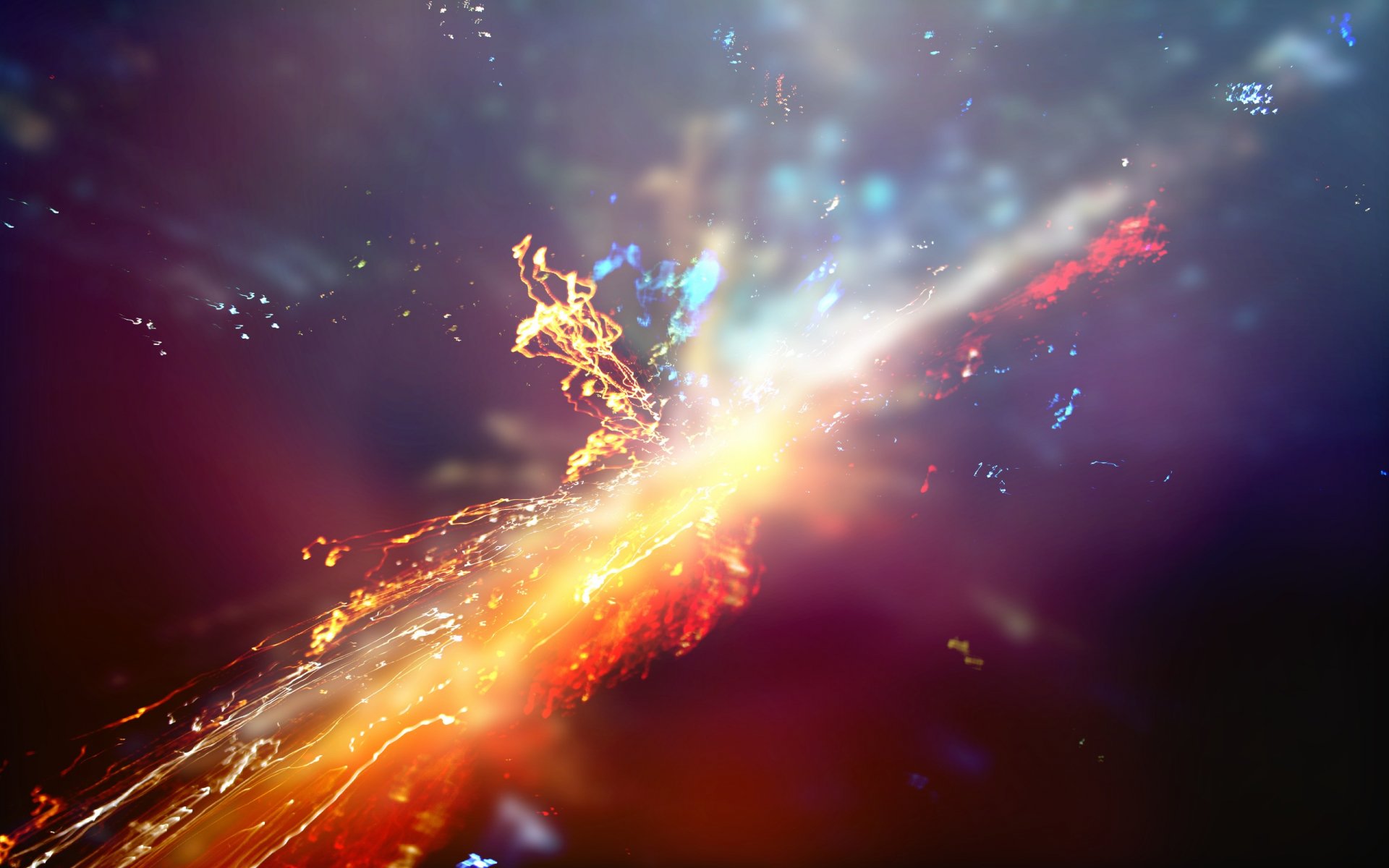 An abstract HD desktop wallpaper featuring vibrant patterns of light in cool colors, showcasing dynamic bursts and soft gradients for a visually captivating background.