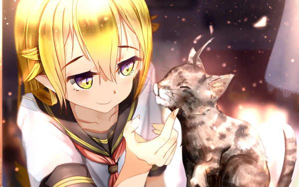 Anime Monogatari (Series) Shinobu Oshino Cat Face Blonde HD Wallpaper | Background Image