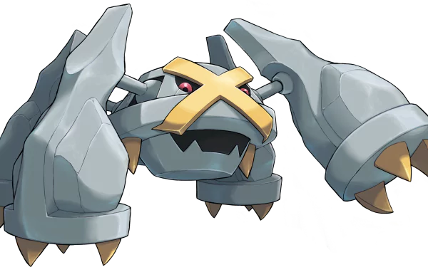 HD desktop wallpaper of the Pokémon Metagross, posed dynamically against a white background.