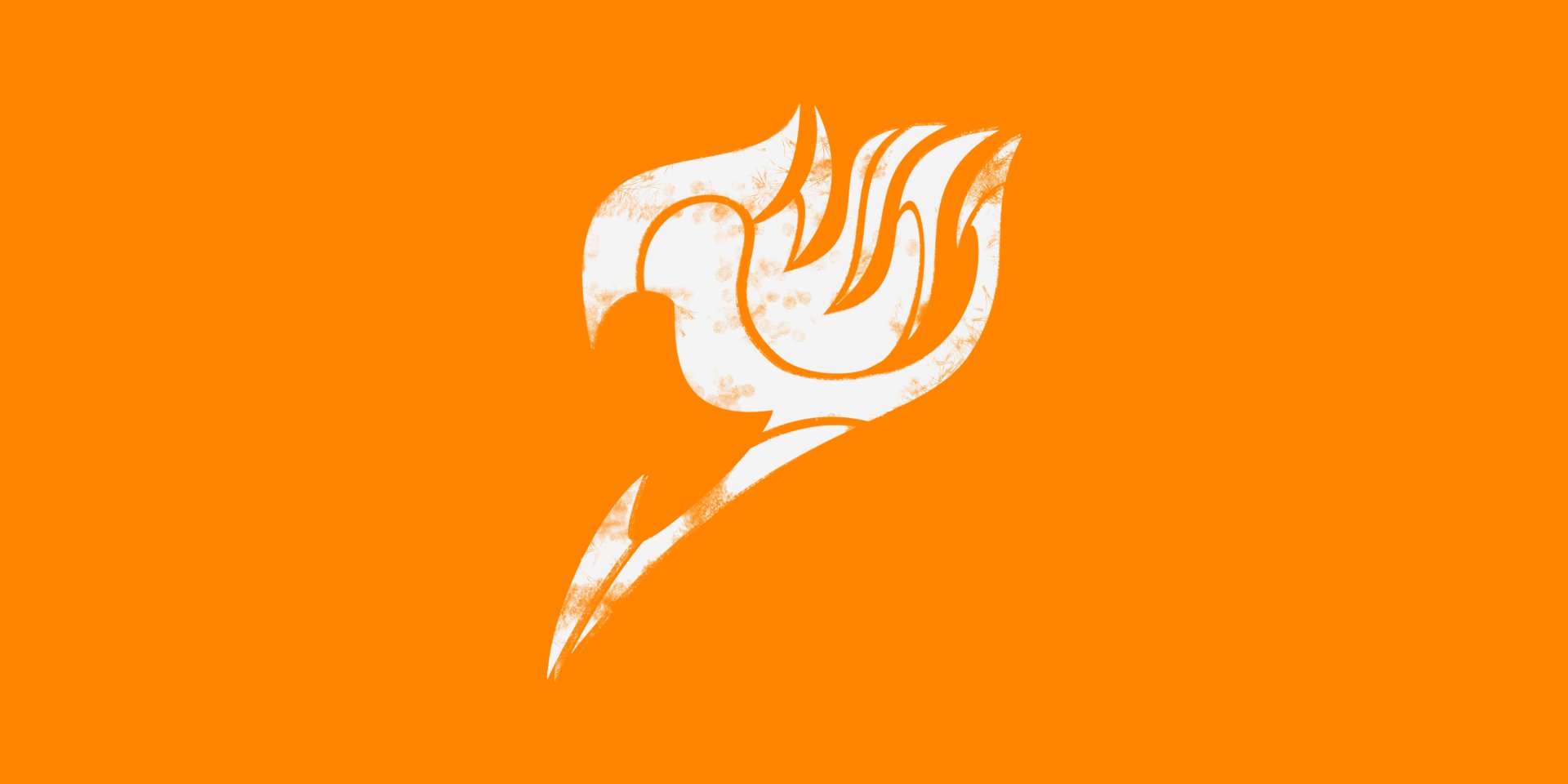 Anime-themed Fairy Tail emblem in white on a vibrant orange background, designed as a 4K Ultra HD PC desktop wallpaper and background.