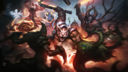 warrior creature battle Doom (DotA 2) Brewmaster (DotA 2) video game DotA 2 HD Desktop Wallpaper | Background Image