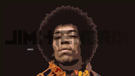 Geometric HD portrait of guitarist Jimi Hendrix, capturing the iconic musician in a stylized, modern art wallpaper design.
