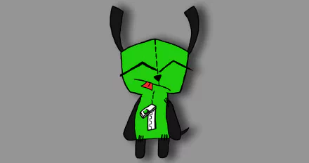 4K Ultra HD wallpaper of Gir, the green dog character from the TV show Invader Zim, set against a plain gray background.