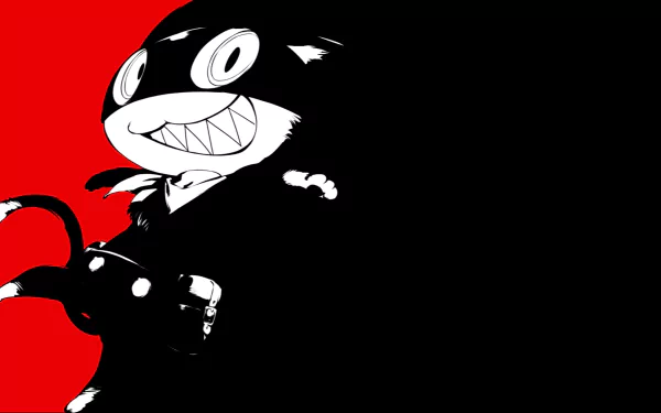 HD desktop wallpaper featuring Morgana from the video game Persona 5, with a striking red and black background.