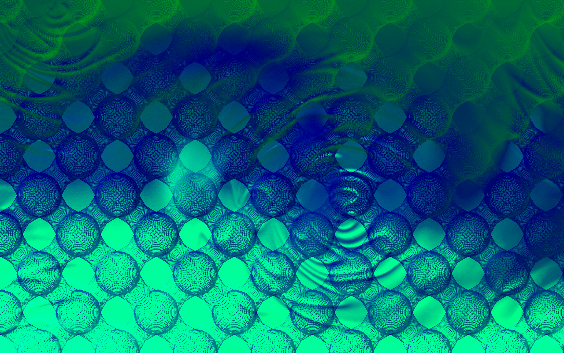 Rippling water in shades of blue and green forming a circle with octagonal patterns.