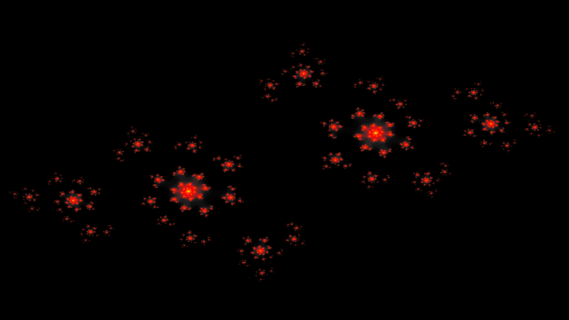 Abstract Julia Set fractal in deep red against a black background, created as a simple 8K Ultra HD PC desktop wallpaper and background.